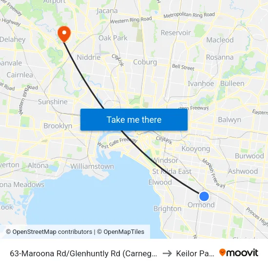 Maroona Rd/Glenhuntly Rd #63 to Keilor Park map