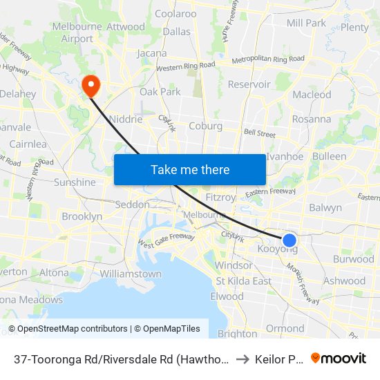 37-Tooronga Rd/Riversdale Rd (Hawthorn East) to Keilor Park map