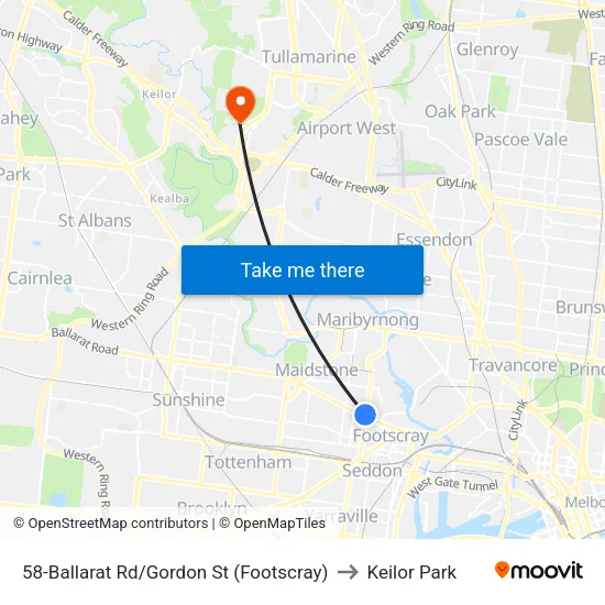 Ballarat Rd/Gordon St #58 to Keilor Park map