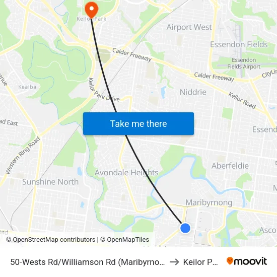 Wests Rd/Williamson Rd #50 to Keilor Park map