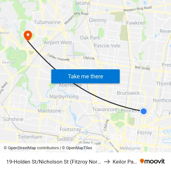 Holden St/Nicholson St #19 to Keilor Park map