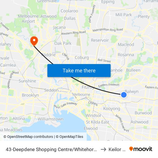 43-Deepdene Shopping Centre/Whitehorse Rd (Balwyn) to Keilor Park map