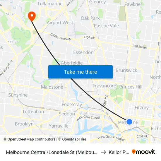 Melbourne Central/Lonsdale St to Keilor Park map