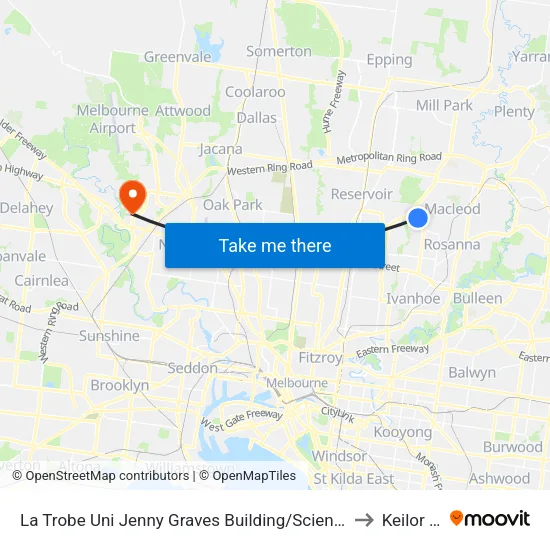 La Trobe Uni Jenny Graves Building/Science Dr to Keilor Park map