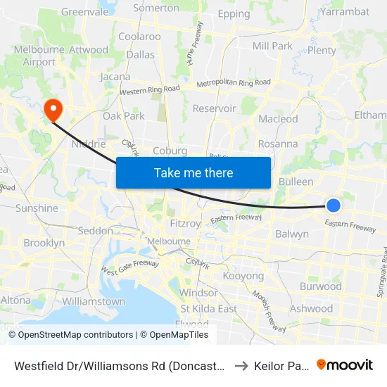 Westfield Dr/Williamsons Rd to Keilor Park map