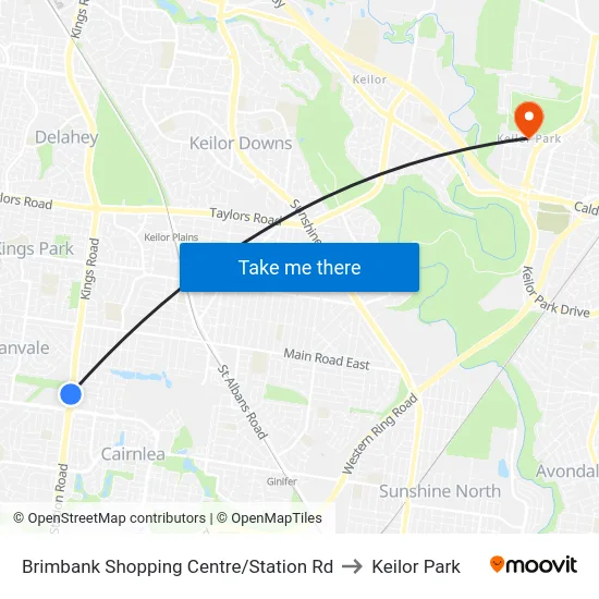 Brimbank Shopping Centre/Station Rd to Keilor Park map