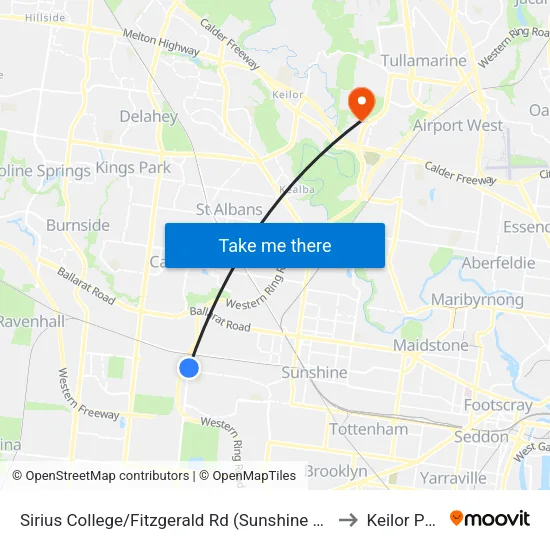Sirius College/Fitzgerald Rd to Keilor Park map