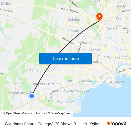 Wyndham Central College/Shaws Rd to Keilor Park map