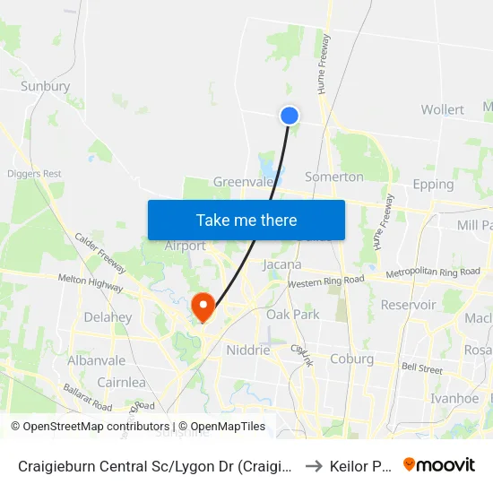 Craigieburn Central Sc/Lygon Dr to Keilor Park map