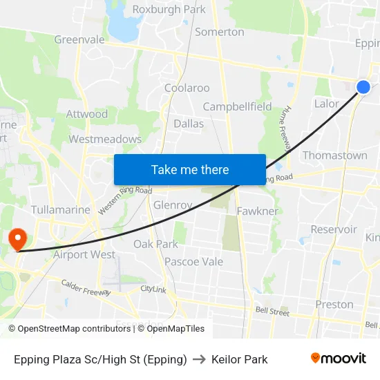Epping Plaza Sc/High St to Keilor Park map