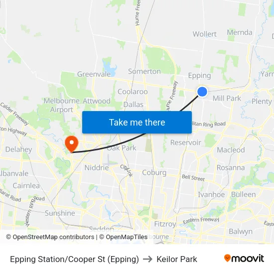 Epping Station/Cooper St to Keilor Park map