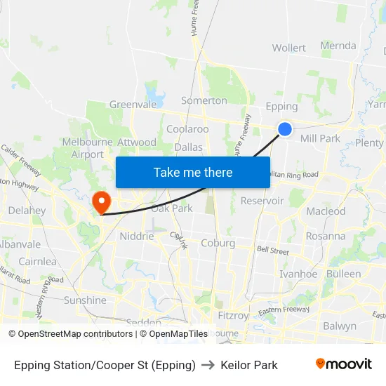 Epping Station/Cooper St to Keilor Park map