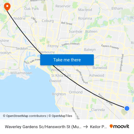 Waverley Gardens Sc/Hansworth St to Keilor Park map