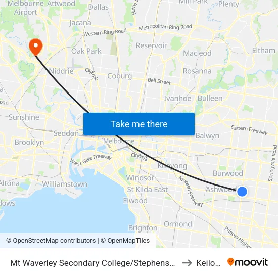 Mt Waverley Sec Col/Stephensons Rd to Keilor Park map