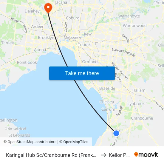 Karingal Hub Sc/Cranbourne Rd to Keilor Park map