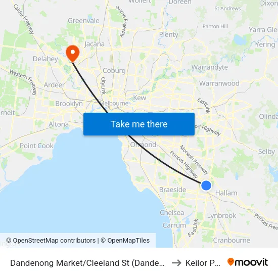Dandenong Market/Cleeland St to Keilor Park map