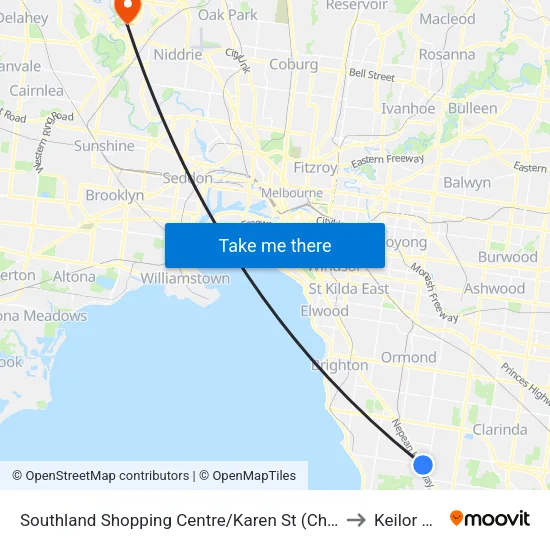 Southland Shopping Centre/Karen St to Keilor Park map