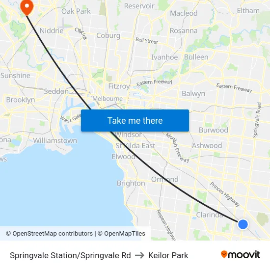Springvale Station/Springvale Rd to Keilor Park map
