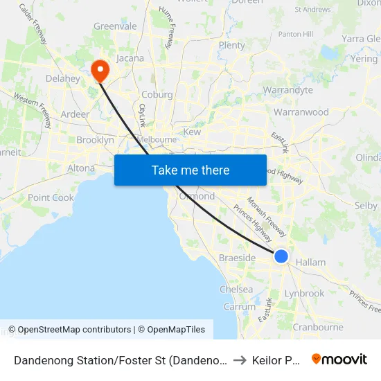Dandenong Station/Foster St to Keilor Park map