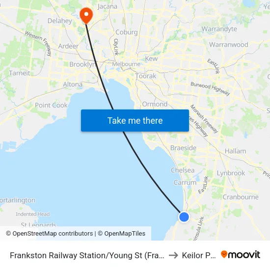 Frankston Railway Station/Young St to Keilor Park map