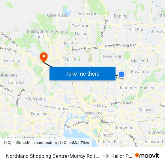 Northland Shopping Centre/Murray Rd to Keilor Park map