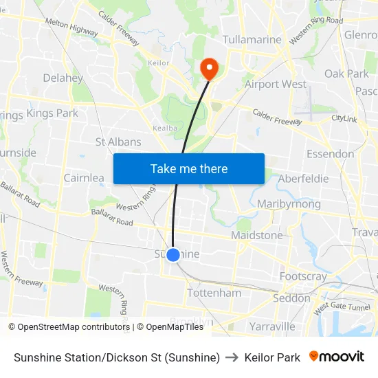 Sunshine Station/Dickson St to Keilor Park map