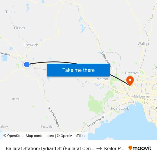 Ballarat Station/Lydiard St to Keilor Park map