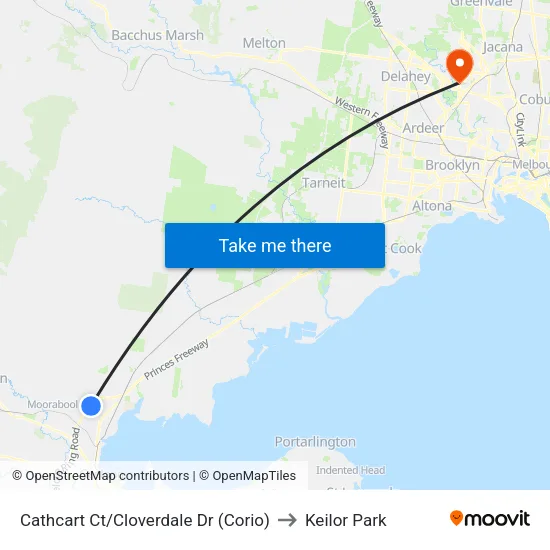Cathcart Ct/Cloverdale Dr to Keilor Park map