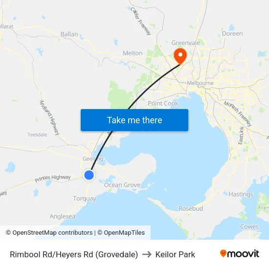 Rimbool Rd/Heyers Rd to Keilor Park map
