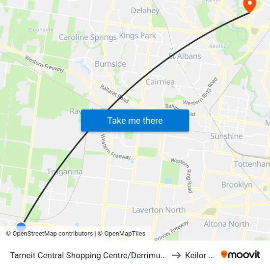 Tarneit Central Shopping Centre/Derrimut Rd to Keilor Park map