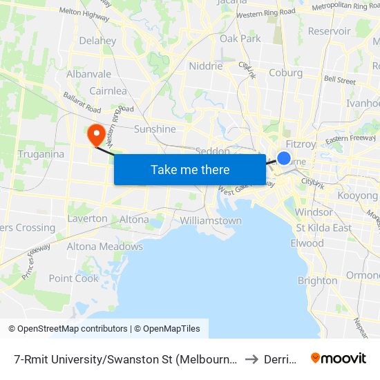 7-Rmit University/Swanston St (Melbourne City) to Derrimut map