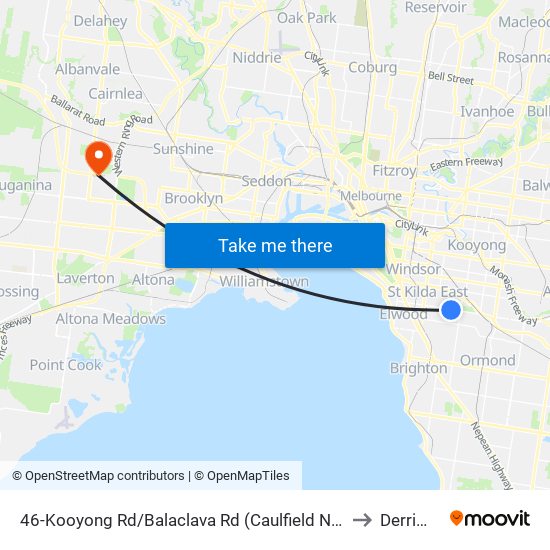 46-Kooyong Rd/Balaclava Rd (Caulfield North) to Derrimut map