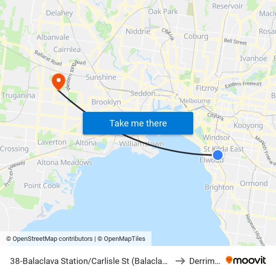 38-Balaclava Station/Carlisle St (Balaclava) to Derrimut map