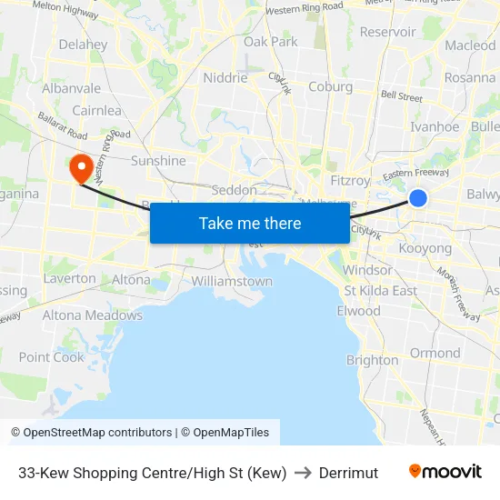 Kew Shopping Centre/High St #33 to Derrimut map