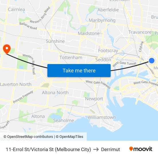 11-Errol St/Victoria St (Melbourne City) to Derrimut map