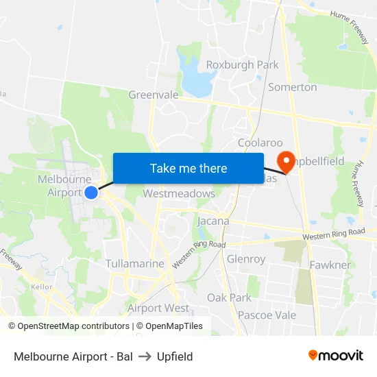 Melbourne Airport - Bal to Upfield map