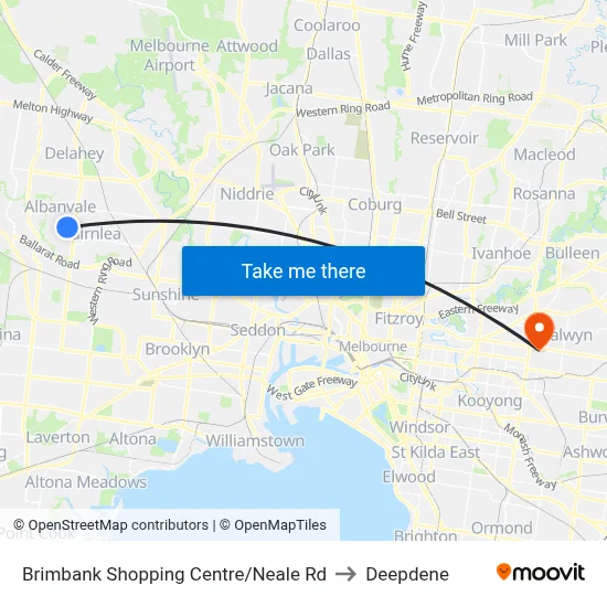 Brimbank Shopping Centre/Neale Rd to Deepdene map