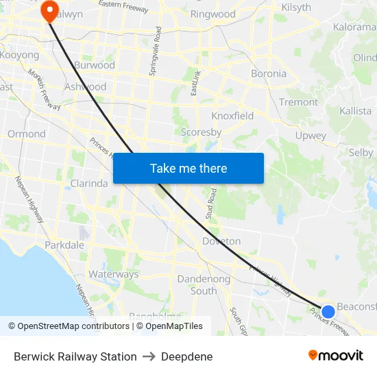 Berwick Railway Station to Deepdene map