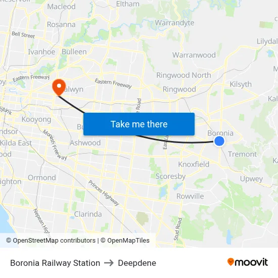Boronia Railway Station to Deepdene map