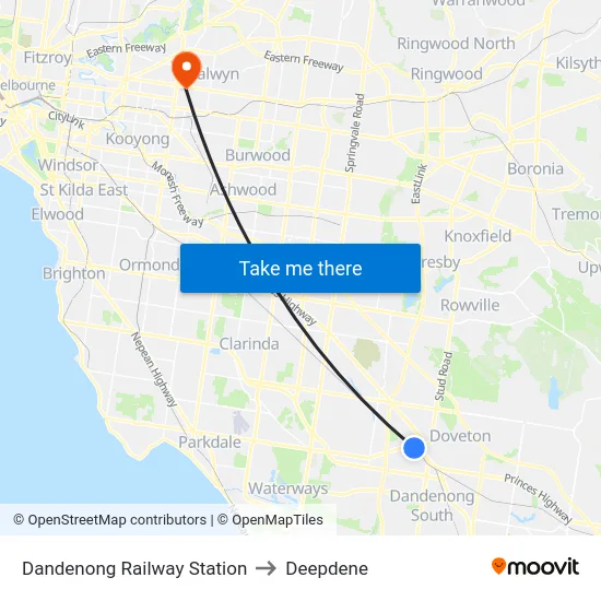 Dandenong Railway Station to Deepdene map