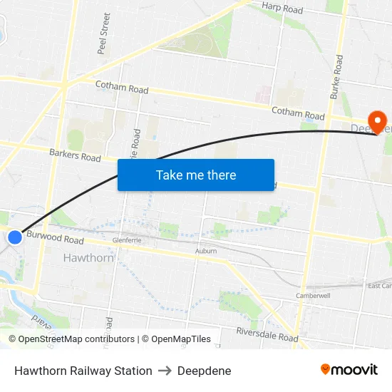 Hawthorn Railway Station to Deepdene map