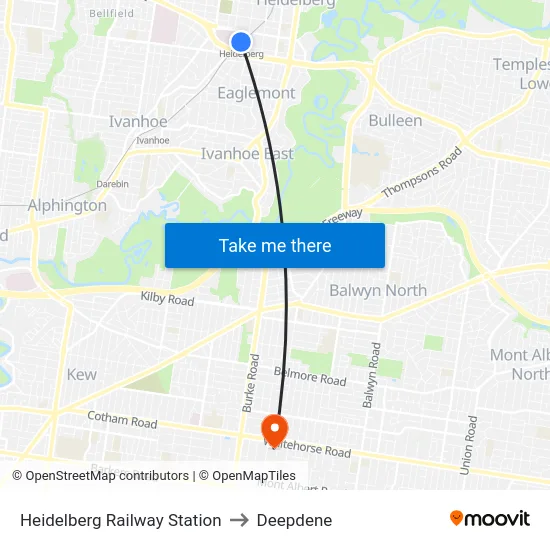 Heidelberg Railway Station to Deepdene map