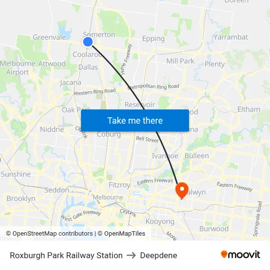 Roxburgh Park Railway Station to Deepdene map