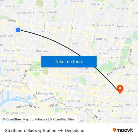 Strathmore Railway Station to Deepdene map