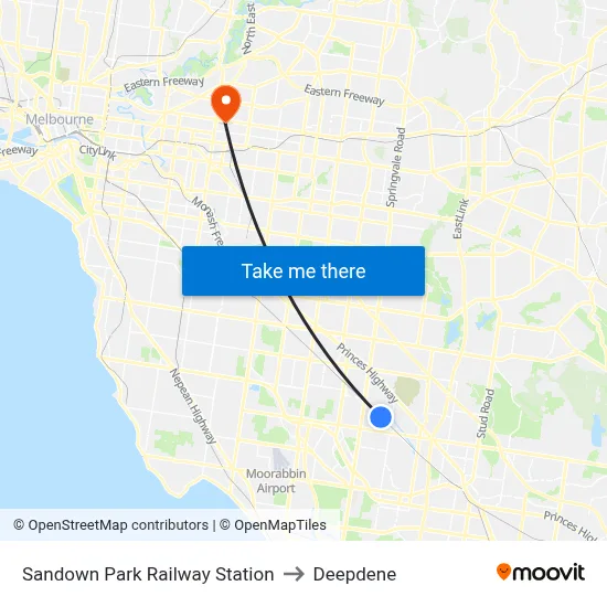 Sandown Park Railway Station to Deepdene map