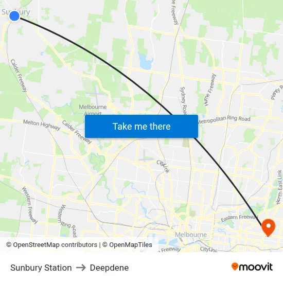 Sunbury Station to Deepdene map