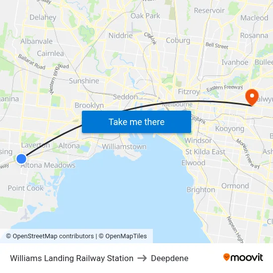 Williams Landing Railway Station to Deepdene map