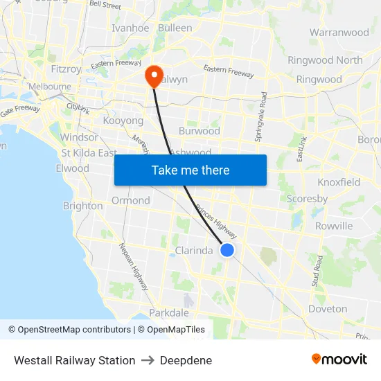 Westall Railway Station to Deepdene map