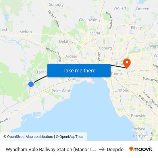 Wyndham Vale Railway Station (Manor Lakes) to Deepdene map