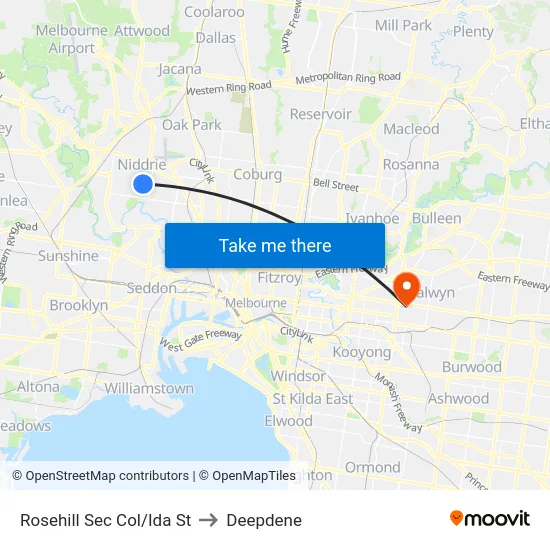 Rosehill Sec Col/Ida St to Deepdene map